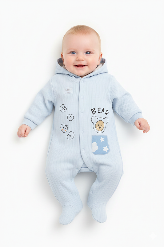 Newborn Boys Full Sleeves Romper - Sky Blue