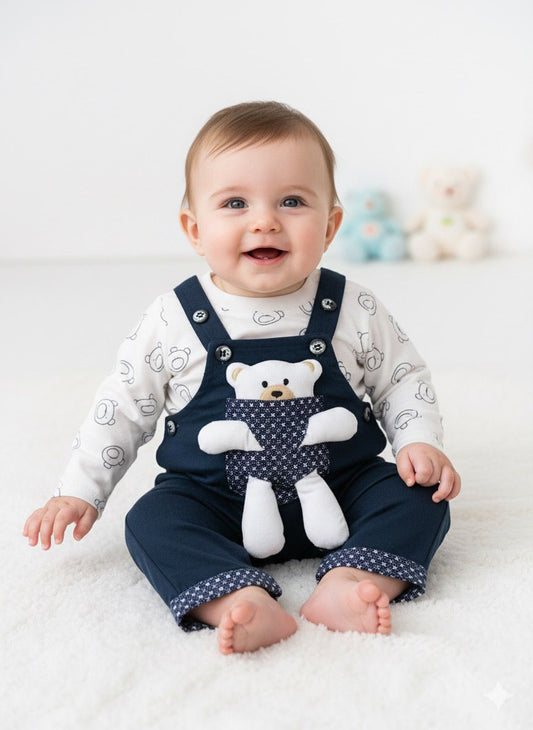 Blue Bear Romper – Soft Cotton for Babies (0–9 Months)