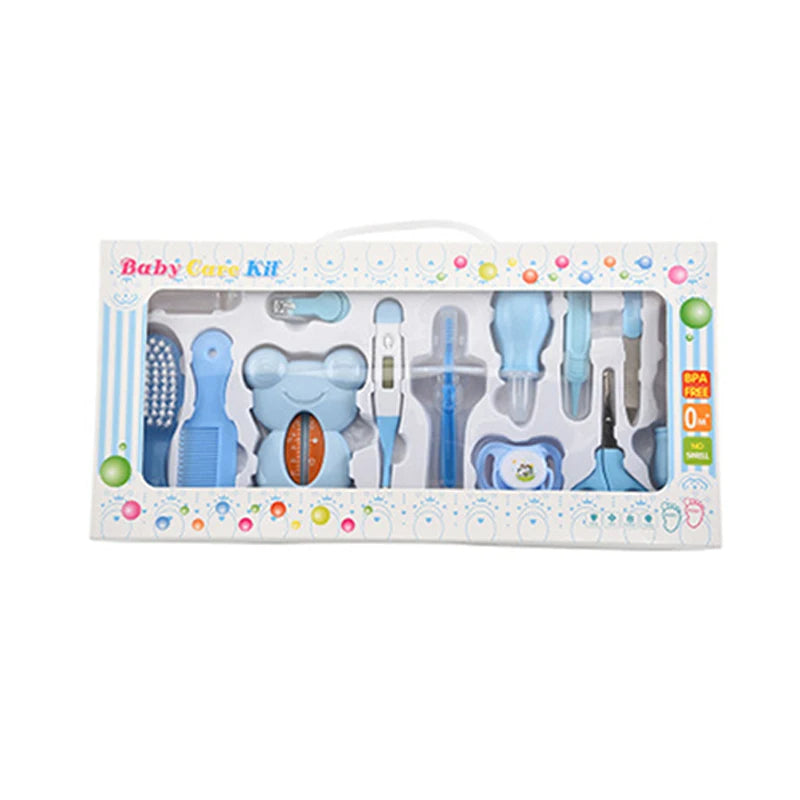 17Pcs Set Care Kit Newborn Nail Hair Thermometer Grooming Brush Clipper Scissor Multifunction Kid Toiletries Kits Baby Care