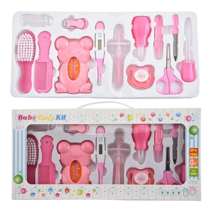 17Pcs Set Care Kit Newborn Nail Hair Thermometer Grooming Brush Clipper Scissor Multifunction Kid Toiletries Kits Baby Care