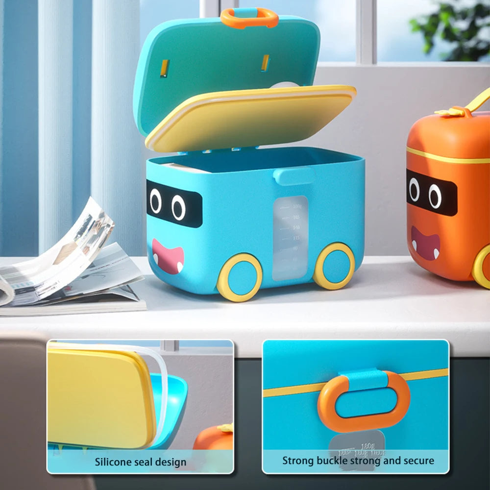 Portable Milk Powder Container Bus style / toy style baby milk container Orange - Blue color