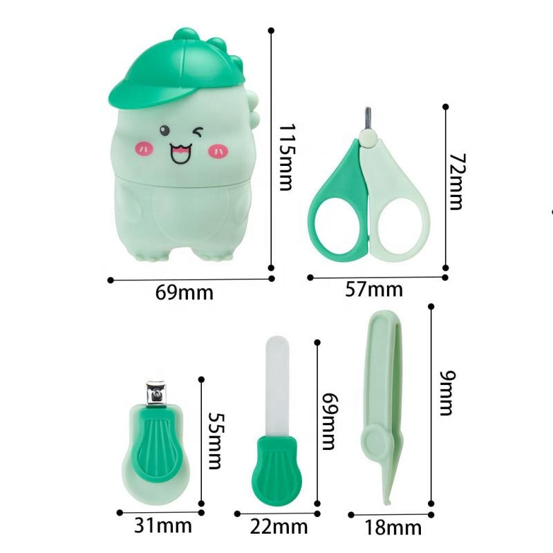 4pcs/set Baby Nail Cutter set Dinosaur Shape Baby Healthcare Set Baby Nail Clipper set
