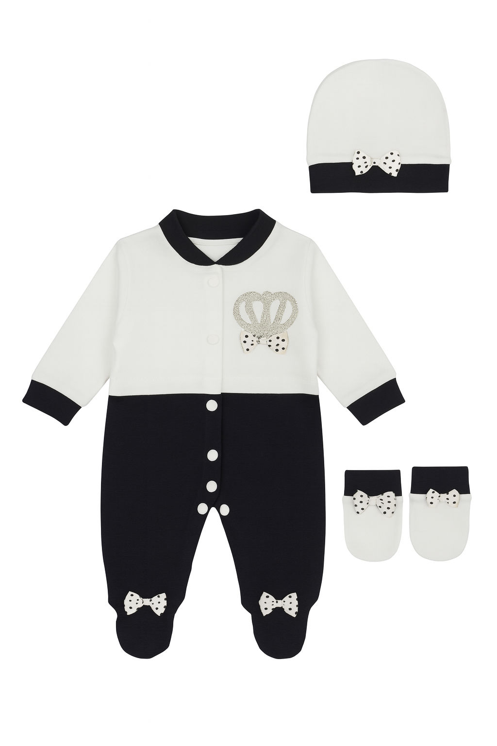 Turkish Soft Crown Romper - Blue (0-6 Months, Full Sleeve)