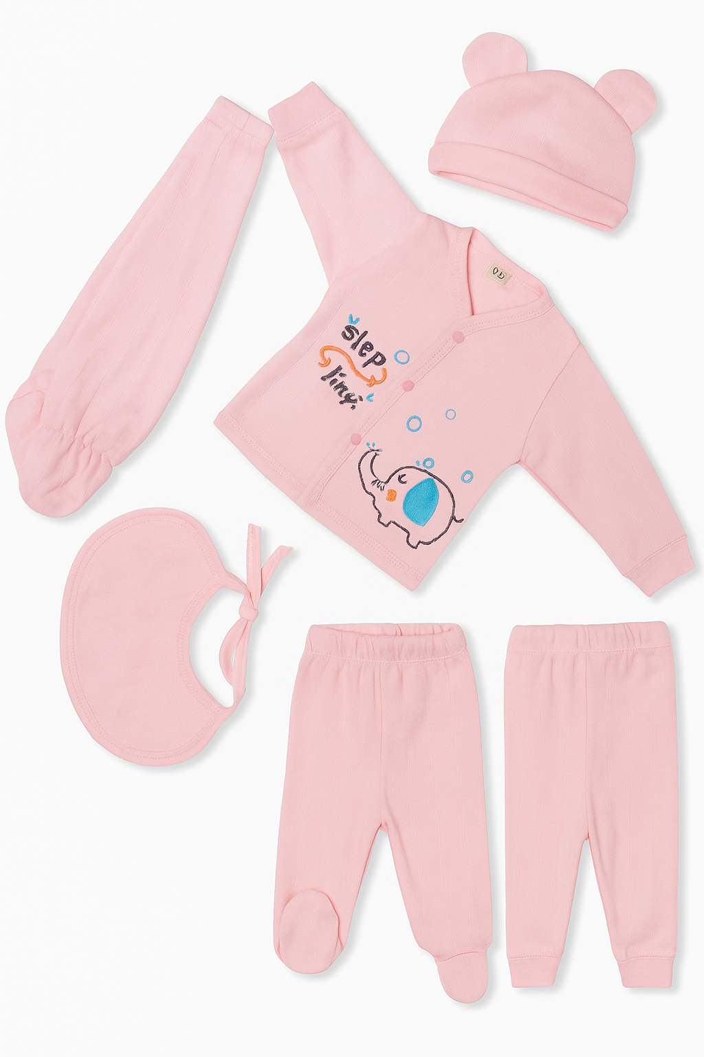 Newborn 5-Piece Baby Pink Clothing Set