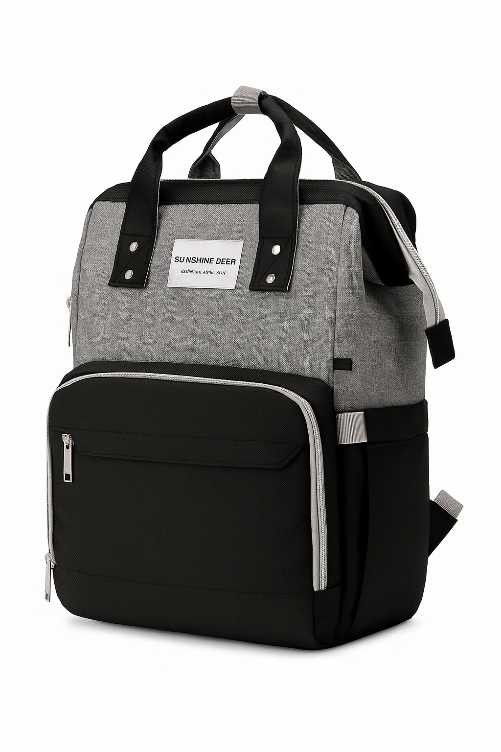 2-in-1 Diaper Bag & Baby Bed – 7pc Travel Backpack (Light Grey)