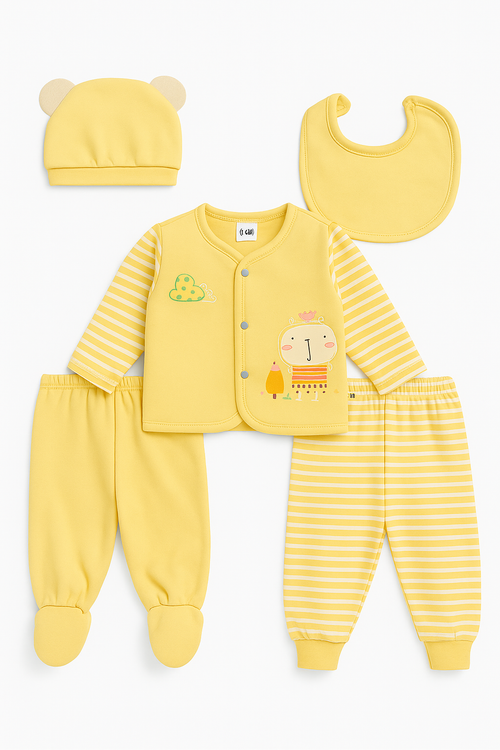 Cute 5 pc Newborn Winter Set – Yellow Bear