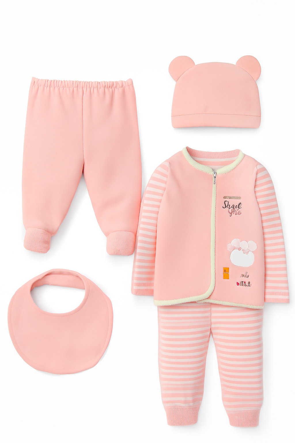 Newborn 5pc  Winter Clothing Set – Pink Bear