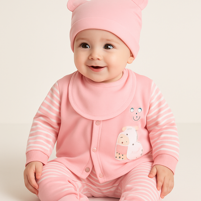 Newborn 5pc  Winter Clothing Set – Pink Bear