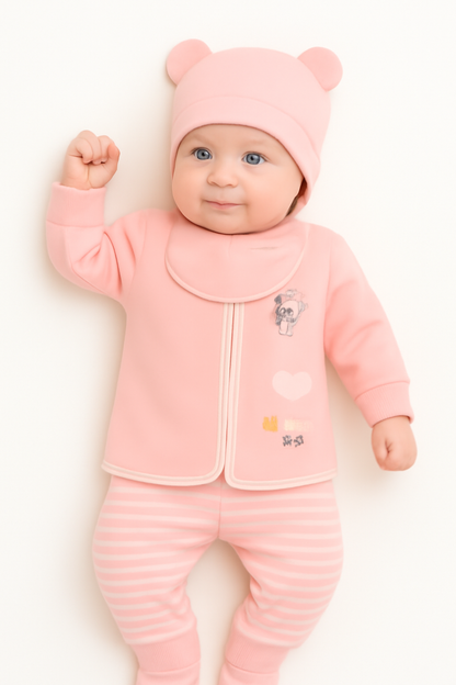Newborn 5pc  Winter Clothing Set – Pink Bear