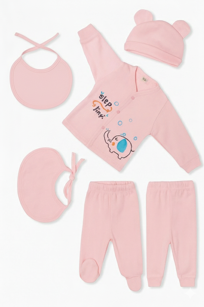 Newborn 5-Piece Baby Pink Clothing Set