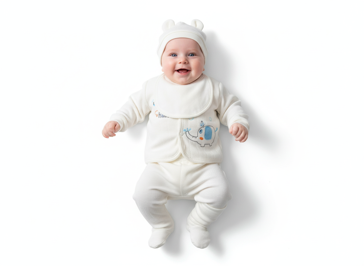 5-Piece Premium Imported Soft Winter Baby Outfit Set - Elephant Design (Newborn to 6 Months)