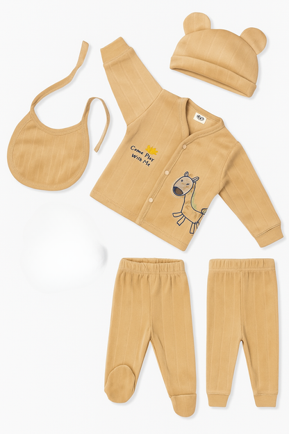 Newborn 5-Piece Brown Clothing Set
