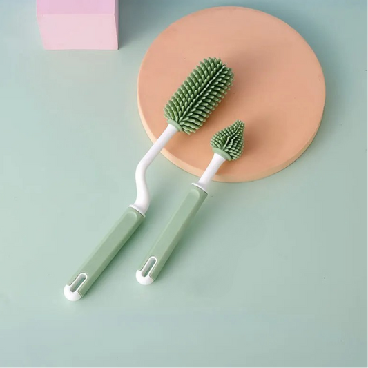 Silicone Bottle Cleaning Brush with Long Handler - Green