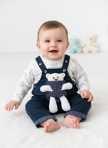 Blue Bear Romper – Soft Cotton for Babies (0–9 Months)