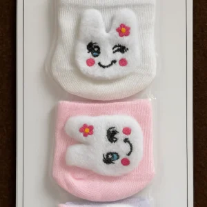 2 Baby Socks Pack with Bunny Faces and hairband