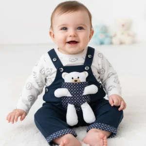 Blue Bear Romper – Soft Cotton for Babies (0–9 Months)